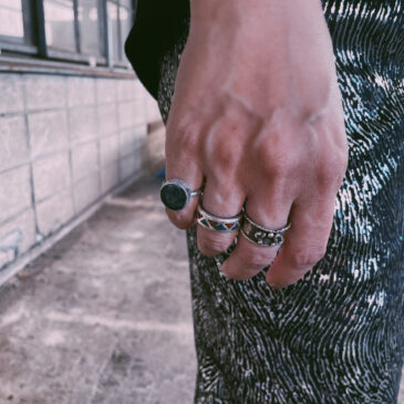 Black marble pinky ring/ブラックマーブルピンキーリング